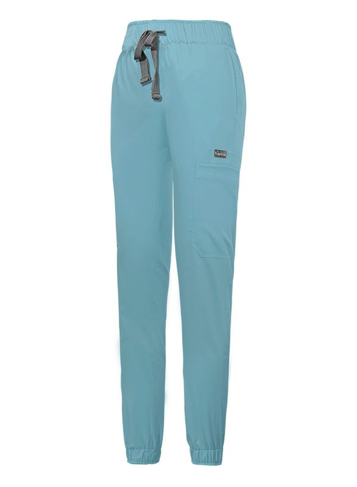 Loquat Medical Uniform Scrubs Pants Unisex Elastic Waist Jogger Pants Workwear Light Blue  - Image 1
