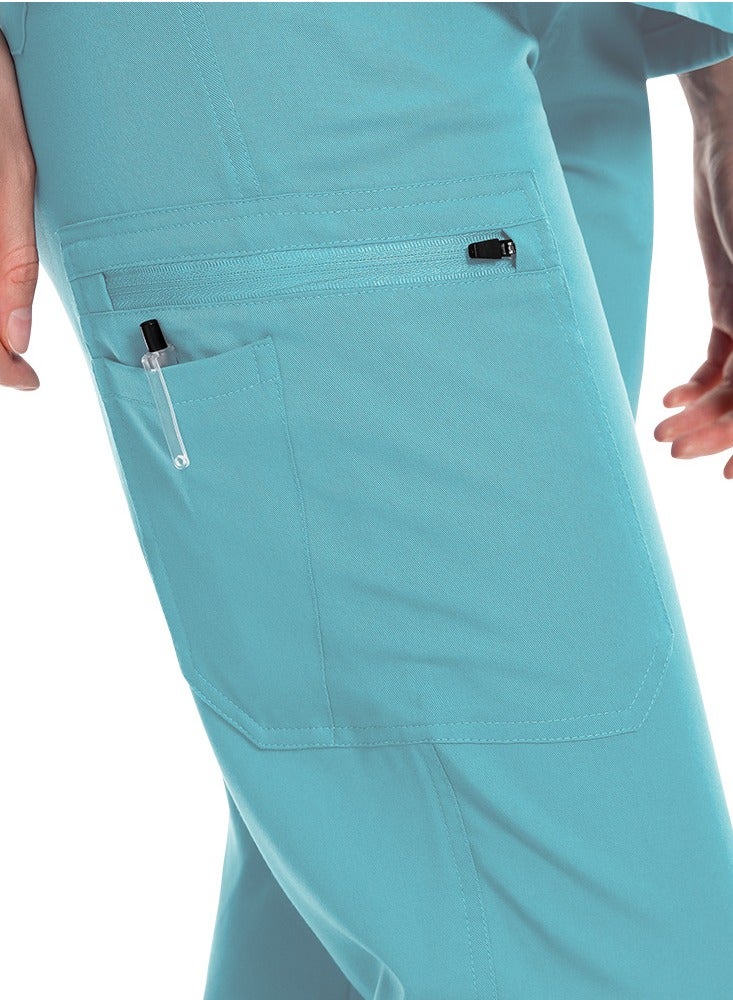 Loquat Medical Uniform Scrubs Pants Unisex Elastic Waist Jogger Pants Workwear Light Blue  - Image 3