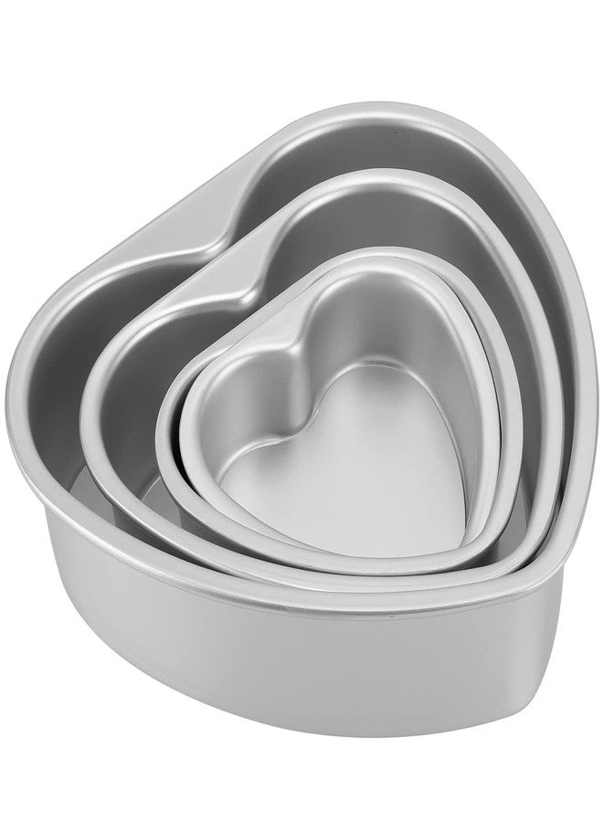MOUYAT 4 Pack Aluminium Heart Shaped Cake Pans Set, 5, 6, 8, 10 Inch Heart Shaped Cake Tray Tin Baking Mold with Removable Bottom for Baking Quiche, Muffin, Chocolate - Image 1