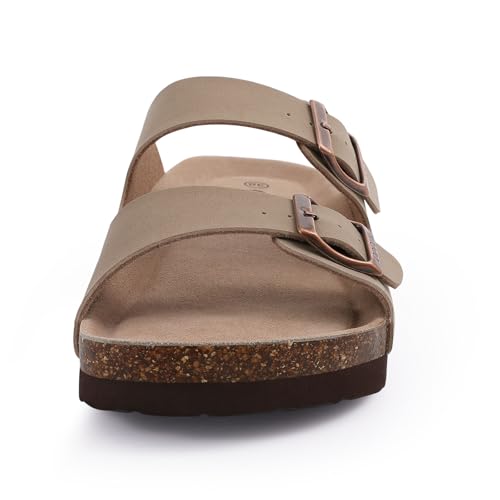 ODOLY Unisex Cork Footbed Slide Sandal, Arch Support Summer Outdoor Sandals with Adjustable Buckle for Women and Men, Taupe 36 (5-6 Women/4-4.5 Men) - Image 4