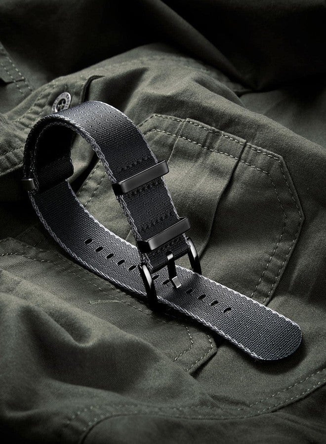 BINLUN Nylon Watch Straps Thick G10 Premium Ballistic Multicolor Replacement Watch Bands with Silver/Black Stainless Steel Buckle for Men Women 18mm 20mm 22mm 24mm（B-Grey Edge，22mm） - Image 3