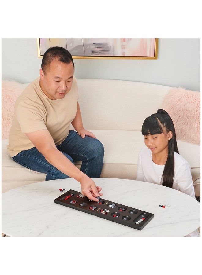 سبين ماستر جيمز لعبة ليجاسي ديلوكس مانكالا الكلاسيكية مع لوحة ألعاب خشبية قابلة للطي وأحجار زجاجية ملونة لعبة عائلية للأعمار من 8 سنوات فما فوق - Image 5