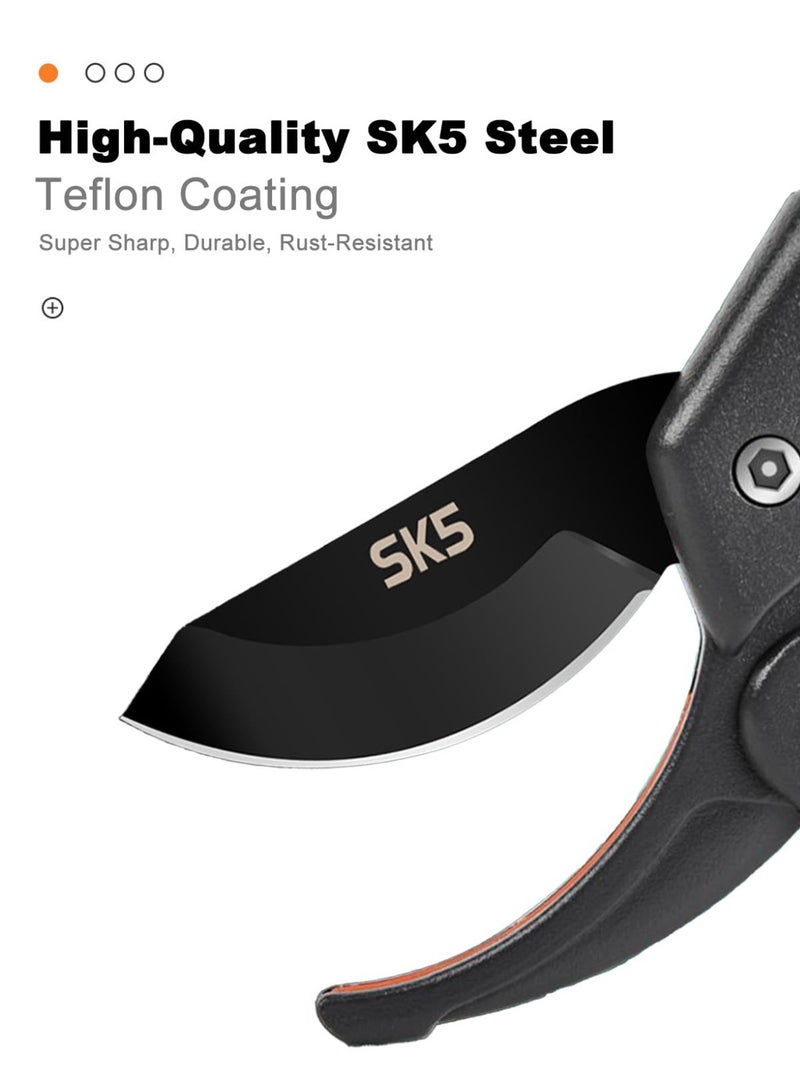 HOMESTAR Pruning Shears for Gardening,Gear Mechanism for Effortless Cutting, Professional Bypass Pruner Hand Shears Heavy Duty, Pruners for Gardening, Garden Clippers, Hedge Shears (Black,20.5x7x6.5cm) - Image 3