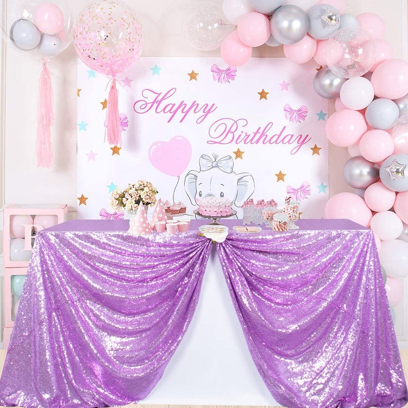 ShiDianYi Sequin Tablecloth Rectangle 50x72Inch Lavender Table Cloths for Parties Rectangular Table Cover Overlay Light Purple Sequin Fabric Linens BirthdayBaby ShowerTea Party Decor