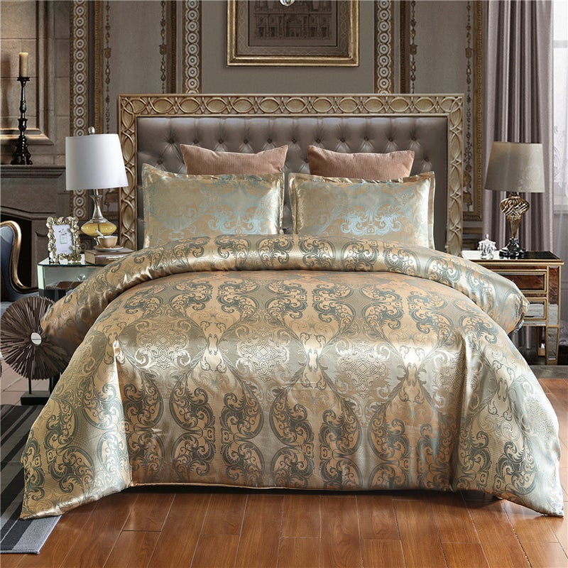Home Textile European Satin Jacquard Bedding Kit Quilt Cover Pillowcase Manufacturers - Image 1
