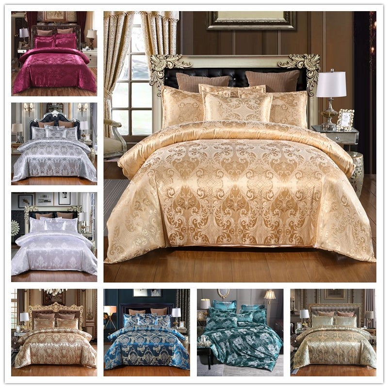 Home Textile European Satin Jacquard Bedding Kit Quilt Cover Pillowcase Manufacturers - Image 2