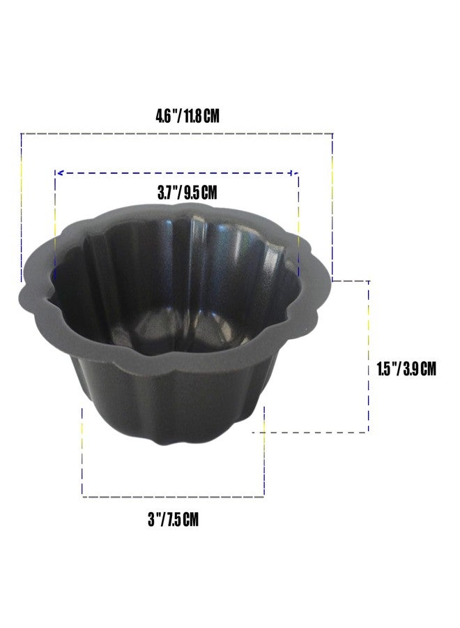 Heluok Mini Buntz Cake Pan 4Inch, Carbon Steel Nonstick Cake Molds, Small Metal Baking Tins Pumpkin Shape for Cakes, Brownies, Cornbread - Set of 4, Black - Image 2