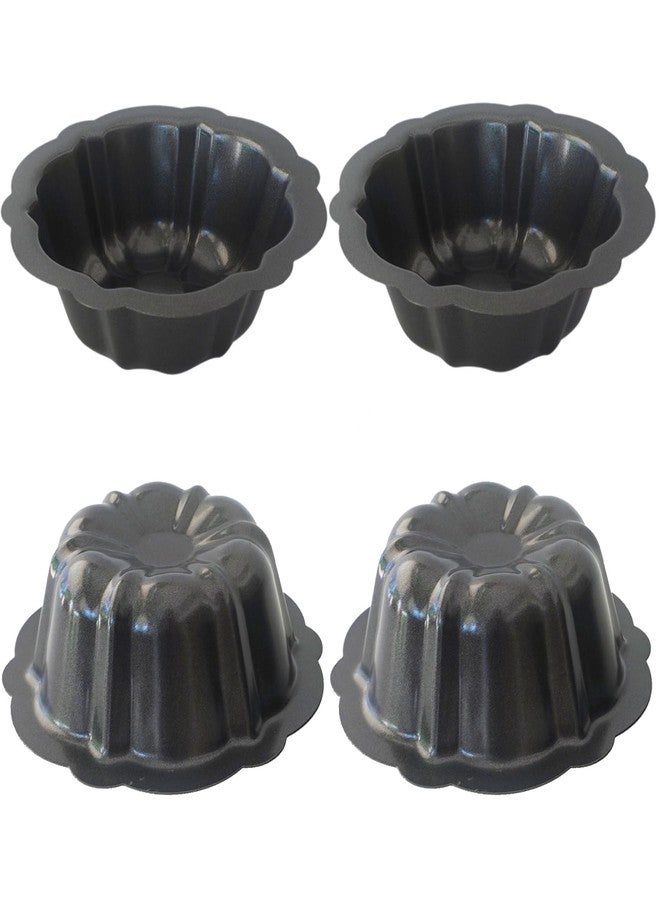 Heluok Mini Buntz Cake Pan 4Inch, Carbon Steel Nonstick Cake Molds, Small Metal Baking Tins Pumpkin Shape for Cakes, Brownies, Cornbread - Set of 4, Black - Image 5