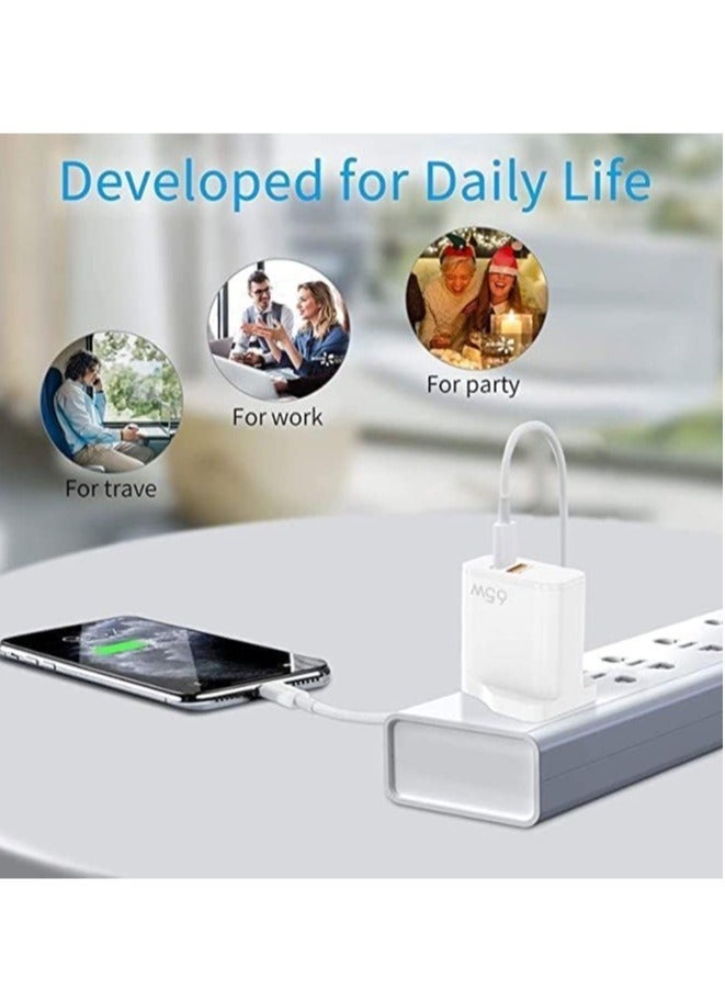 ELTRAZONE 65W USB PD3.0 Fast Recharge,Dual Port Type-C QC3.0 Wall Power Plug for iPhone,iPad,AirPods,Galaxy,Pixel and more (65W-A) (C) - Image 5