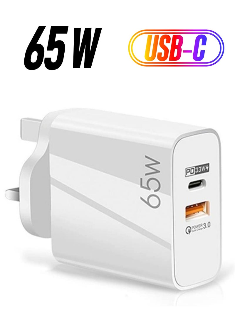 ELTRAZONE 65W USB PD3.0 Fast Recharge,Dual Port Type-C QC3.0 Wall Power Plug for iPhone,iPad,AirPods,Galaxy,Pixel and more (65W-A) (C) - Image 1