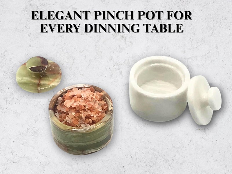 OceanicX Premium Marble Salt Cellar with Lid 2 Pack | 3.5 oz Kitchen Storage Container | Elegant Cooking Salt Box | Spice Jar Keeper for Counter (White Green) - Image 3