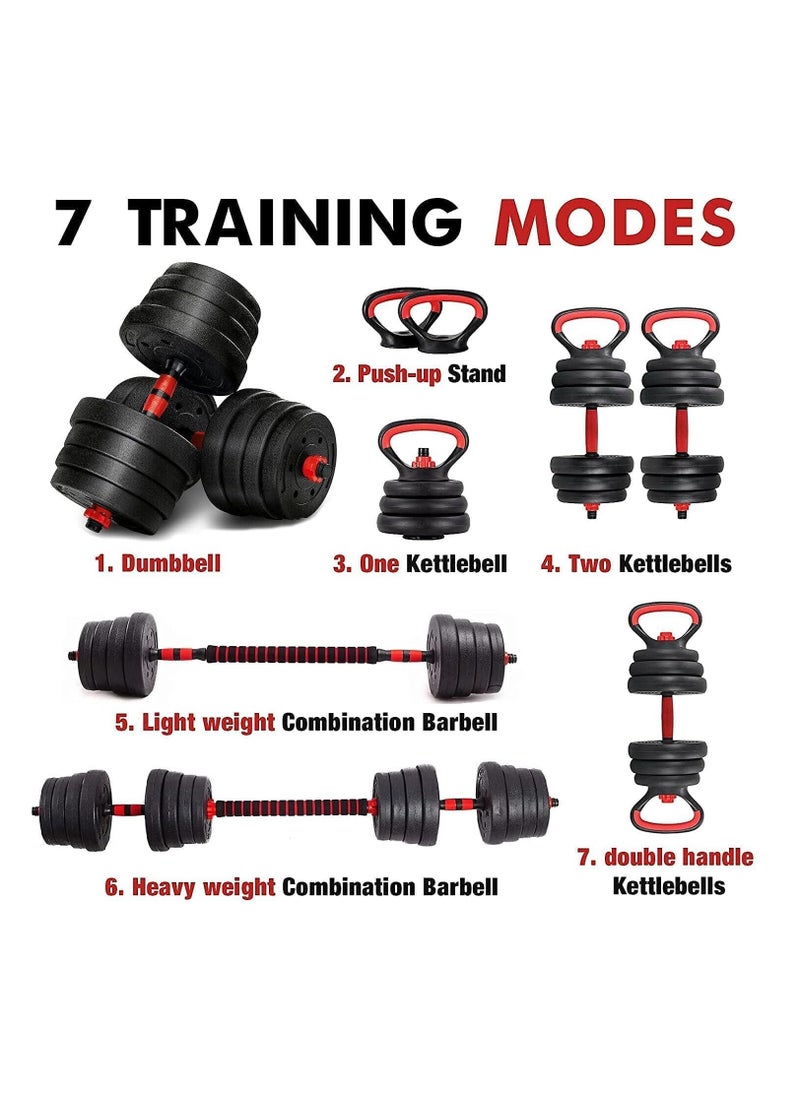 Eworld - Versatile 7-in-1 Adjustable Dumbbell Set, Transform into Barbell, Kettlebell, and Push-ups, Ideal for Weightlifting and Total-Body Fitness at Home or Office with Free Weights, 20kg - Image 1