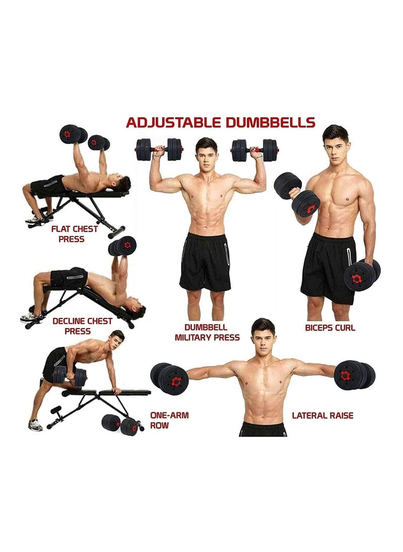 Eworld - Versatile 7-in-1 Adjustable Dumbbell Set, Transform into Barbell, Kettlebell, and Push-ups, Ideal for Weightlifting and Total-Body Fitness at Home or Office with Free Weights, 20kg - Image 1