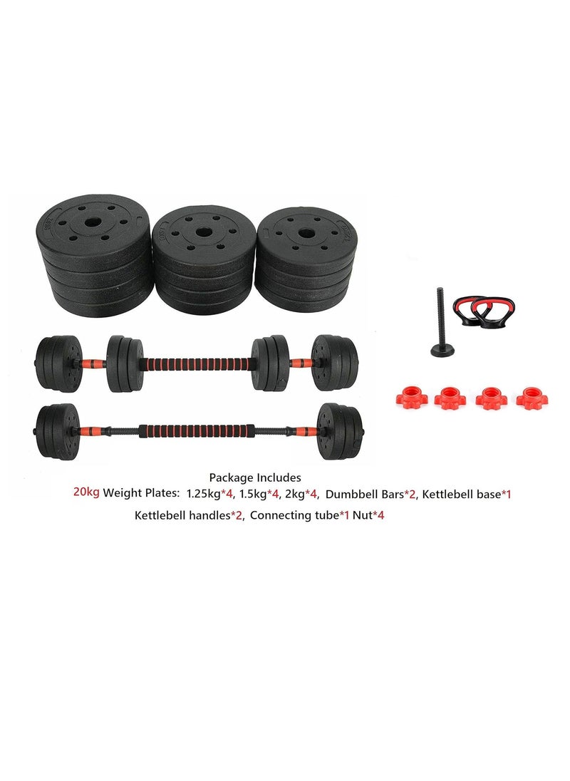 Eworld - Versatile 7-in-1 Adjustable Dumbbell Set, Transform into Barbell, Kettlebell, and Push-ups, Ideal for Weightlifting and Total-Body Fitness at Home or Office with Free Weights, 20kg - Image 1