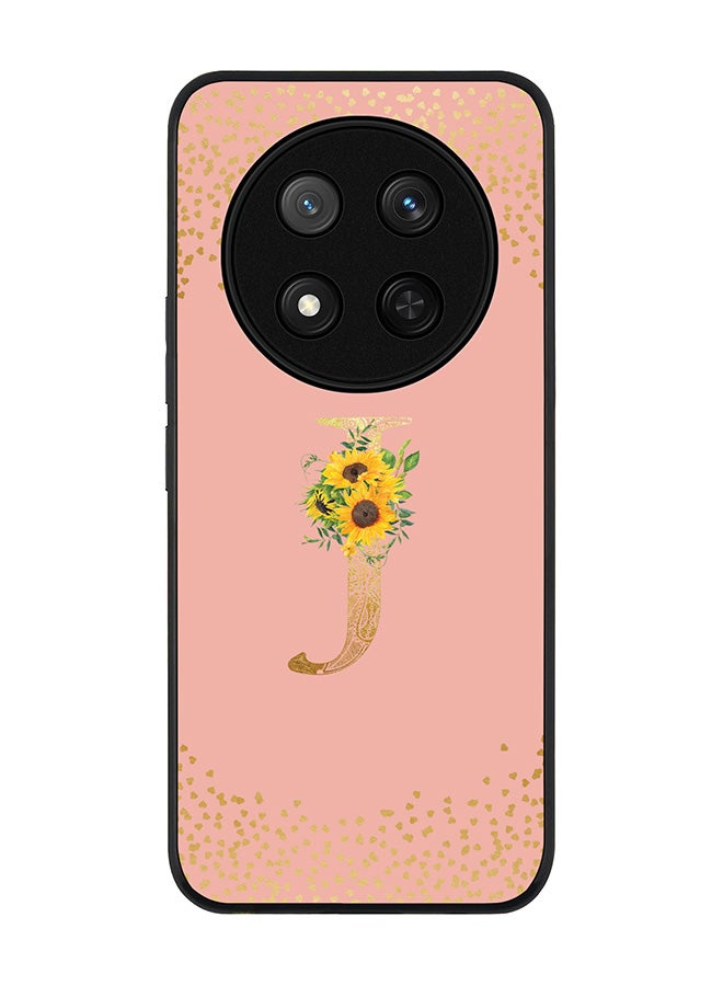 Stylizedd For Honor X9c / Honor Magic7 Lite 5G Case,Slim fit Camera Protection, Shockproof Thin Phone cover  - Custom Floral Monogram - J  (Rose Pink ) - Image 1