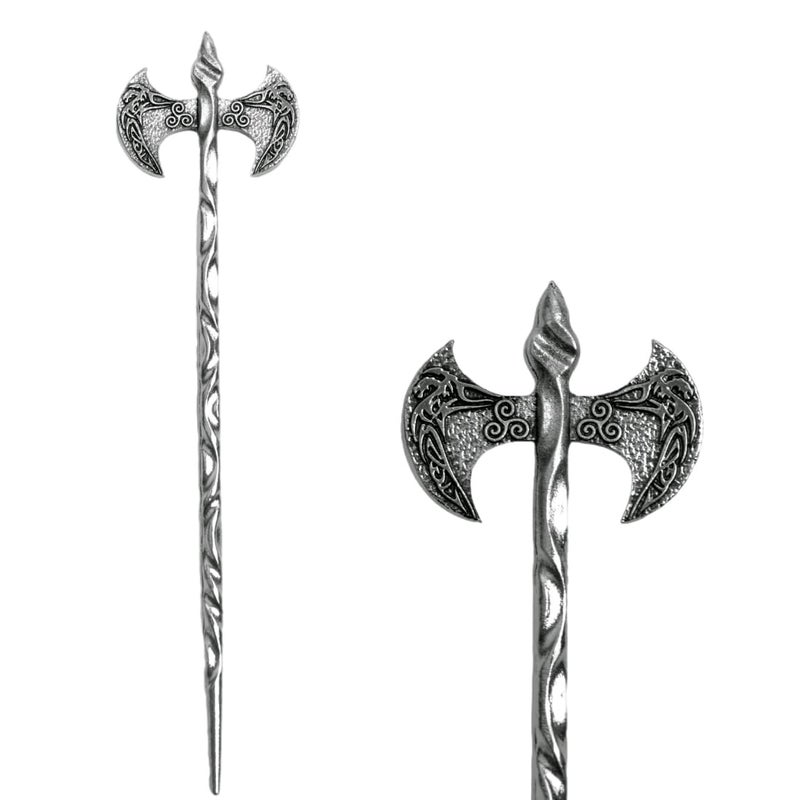 LANGHONG 2PCS Viking Dragon Axe Hair Sticks for Women â€“ Gothic Metal Hair Pins, Vintage Hair Accessories for Halloween, Renaissance Festival, Cosplay & Themed Parties (QHZC) - Image 1