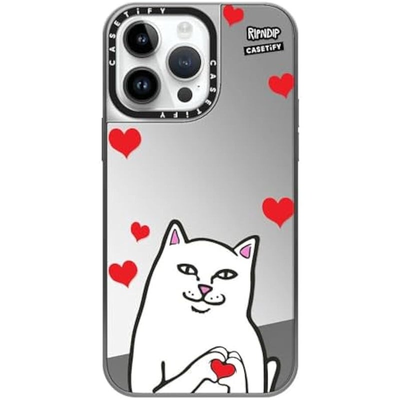 Casetify Mirror Case for iPhone 14 Pro Max 【RipNDip Colab/Reflective / 4.9ft Drop Protection/Compatible with Magsafe】 - Nermal Loves - Silver on Silver - Image 1
