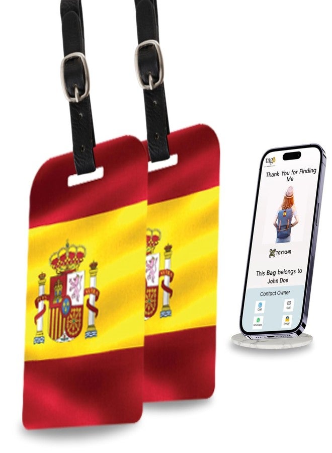 tag8 Bag Security Luggage Tags, 2 Pcs Spain Flag Bag Tags with Airport Tracer Code, Suitcase Luggage Tag Travel Suitcase Baggage Handbag Tag | Stop Losing, Start Tagging - Image 1