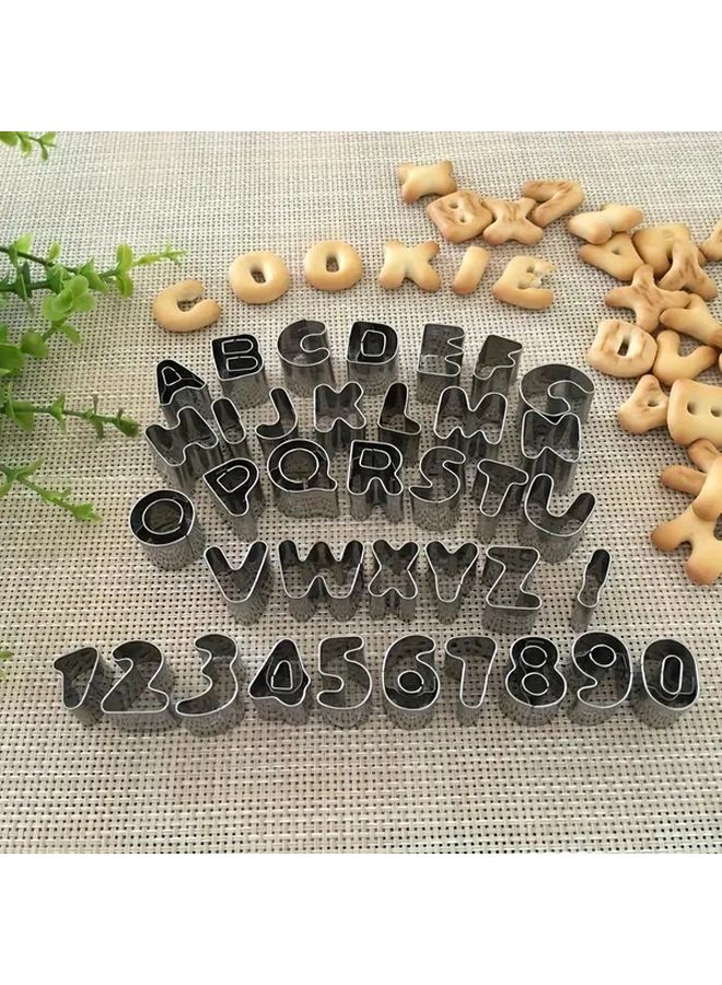 Stainless Steel Letter And Number Baking Mold Set 37 Pieces Silvery DIY Cookie Cake Fondant Mold - Image 2