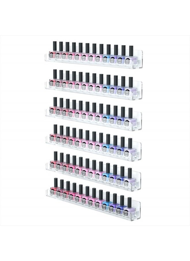 FEMELI - Nail Polish Wall Rack 6 Shelves, 15 Inch Clear Acrylic Nail Polish Organizer for 66-90 Bottles, Multi-Purpose Acrylic Floating Shelves (15 Inch, Clear) - Image 1