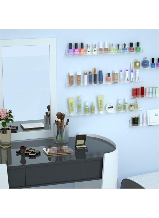 FEMELI - Nail Polish Wall Rack 6 Shelves, 15 Inch Clear Acrylic Nail Polish Organizer for 66-90 Bottles, Multi-Purpose Acrylic Floating Shelves (15 Inch, Clear) - Image 1
