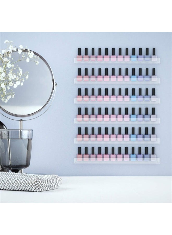 FEMELI - Nail Polish Wall Rack 6 Shelves, 15 Inch Clear Acrylic Nail Polish Organizer for 66-90 Bottles, Multi-Purpose Acrylic Floating Shelves (15 Inch, Clear) - Image 1
