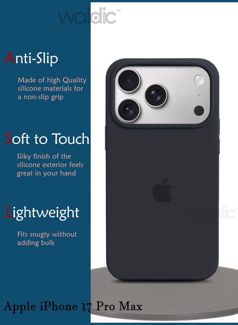 Waldic Apple iPhone 17 Pro Max Premium Case | Premium Silicone Case Cover Designed for Apple iPhone 17 Pro Max | Apple iPhone 17 Pro Max Case Camera and Drop Protection Thin Protective Back Cover Case for Apple iPhone 17 Pro Max - Dark Grey - Image 2