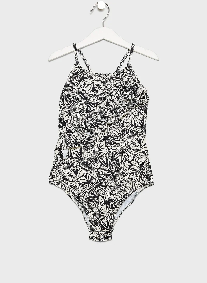 MANGO Kids Leaf Print Swimsuit