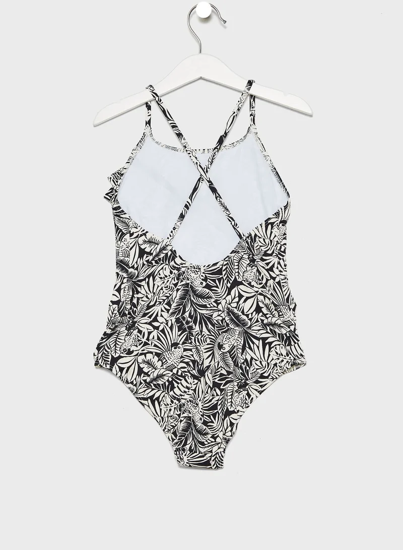 MANGO Kids Leaf Print Swimsuit