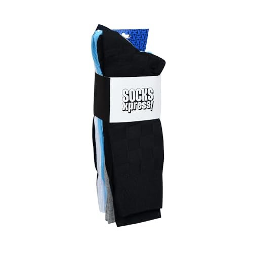 BALENZIA SocksXpress Men’s Motif Cotton Crew Socks | Pack of 6 Pairs | Black, Beige, Blue, Dark Grey, Light Grey, White|Calf-Length Premium Combed Cotton with Comfort Cuff| Everyday Formal Wear - Image 2