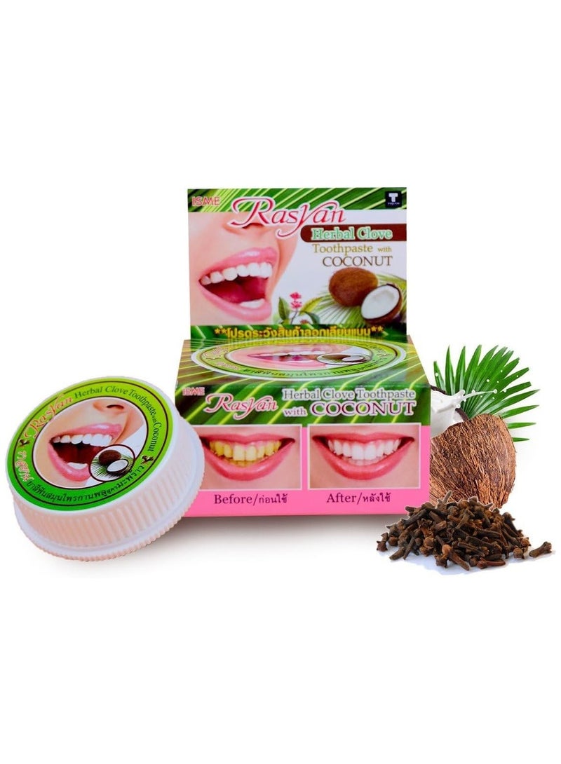 Herbal Clove Toothpaste Rasyan With Coconut 25 g.*12 pcs