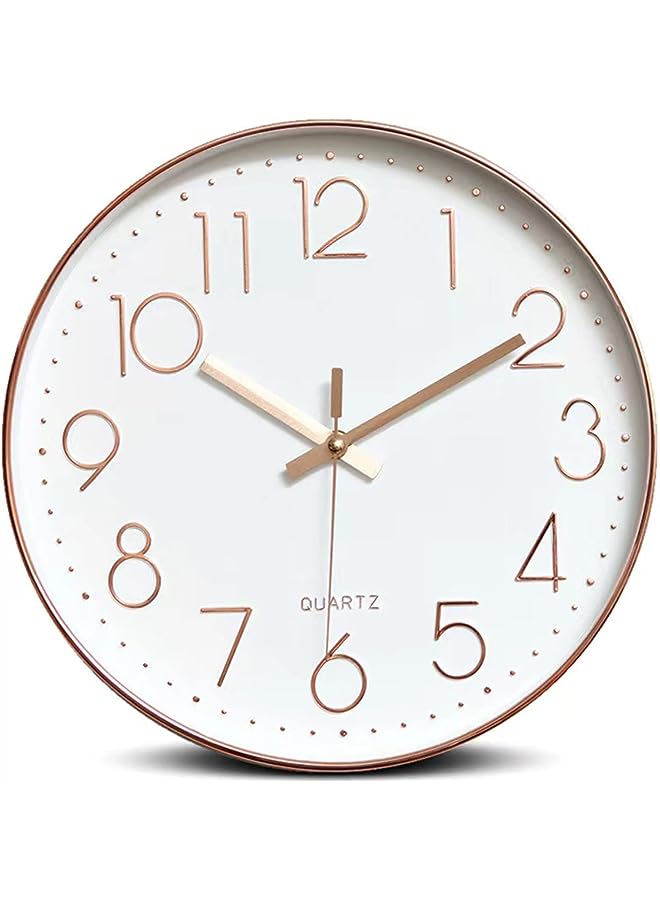 IAF Wall Clock 12-inch Silent Non-Ticking Round Wall Clocks Battery Operated Easy to Read for Living Room Home Office School(Gold) - Image 1