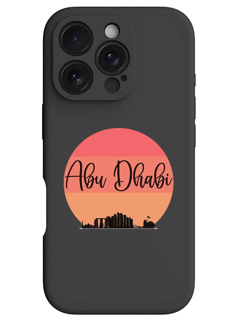 Theodor iPhone 16 Pro Black Protective Slim Fit Case Liquid Silicone Cover with Full Body Protection Anti-Scratch Shockproof Case For iPhone - Abu dhabi Sun - Image 1