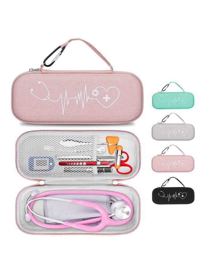 HESPLUS Stethoscope Case for 3M Littmann Classic III, Lightweight II S.E, Cardiology IV Diagnostic, MDF Acoustica Deluxe Stethoscopes, Extra Room for LED Penlight Scissors and Nurse Accessories, Pink - Image 1