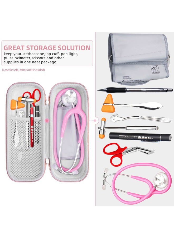 HESPLUS Stethoscope Case for 3M Littmann Classic III, Lightweight II S.E, Cardiology IV Diagnostic, MDF Acoustica Deluxe Stethoscopes, Extra Room for LED Penlight Scissors and Nurse Accessories, Pink - Image 2