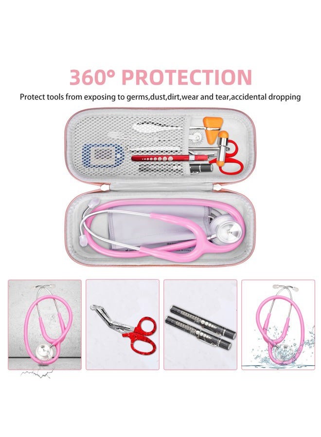HESPLUS Stethoscope Case for 3M Littmann Classic III, Lightweight II S.E, Cardiology IV Diagnostic, MDF Acoustica Deluxe Stethoscopes, Extra Room for LED Penlight Scissors and Nurse Accessories, Pink - Image 5