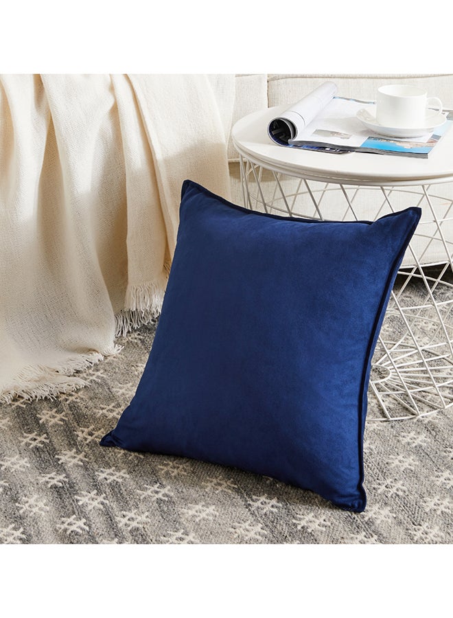 Fancy Homi مجموعة من 2 أغطية وسائد زخرفية محايدة للكنبة، السرير والأريكة، ناعمة للغاية ونمط مخملي، تصميم جمالي وحديث - 45x45 سم - أزرق داكن - Image 2