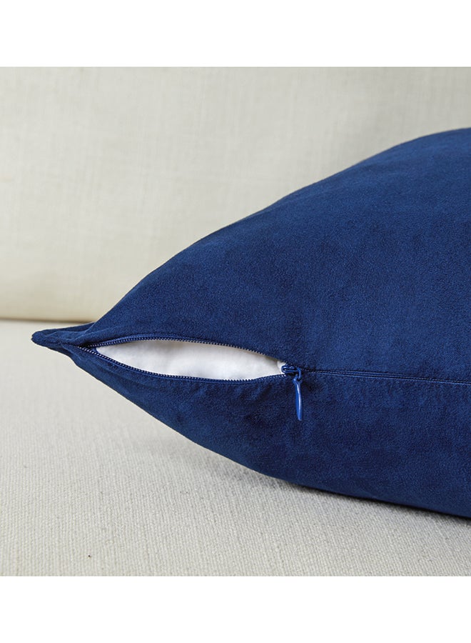 Fancy Homi مجموعة من 2 أغطية وسائد زخرفية محايدة للكنبة، السرير والأريكة، ناعمة للغاية ونمط مخملي، تصميم جمالي وحديث - 45x45 سم - أزرق داكن - Image 3