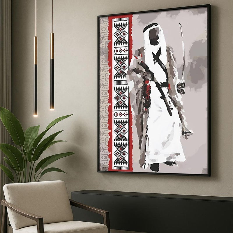 ماركتنا لوحة قماشية بتصميم الفن النجدي مع برواز مجوف مقاس (60×90) قطعة واحدة - Image 2