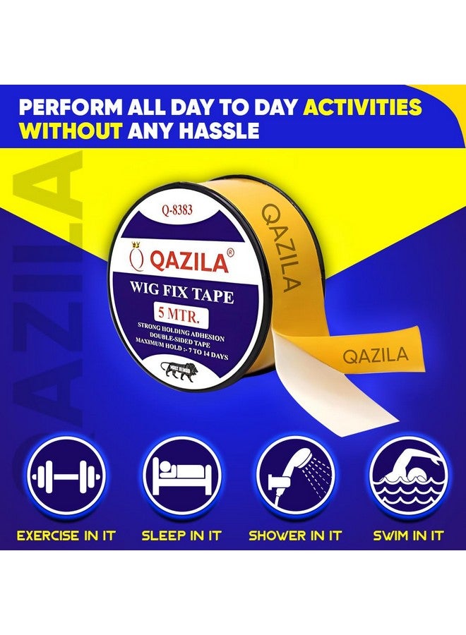 Qazila Hair Patch Tape| Hair Wig Tape| Ultra Hold Tape| Double-Sided Hair Patch Tape| Cotton-Cloth Tape| Waterproof| Maximum Hold Upto 2 Weeks (Yellow, 1 Inch, 5 Metre) - Image 4