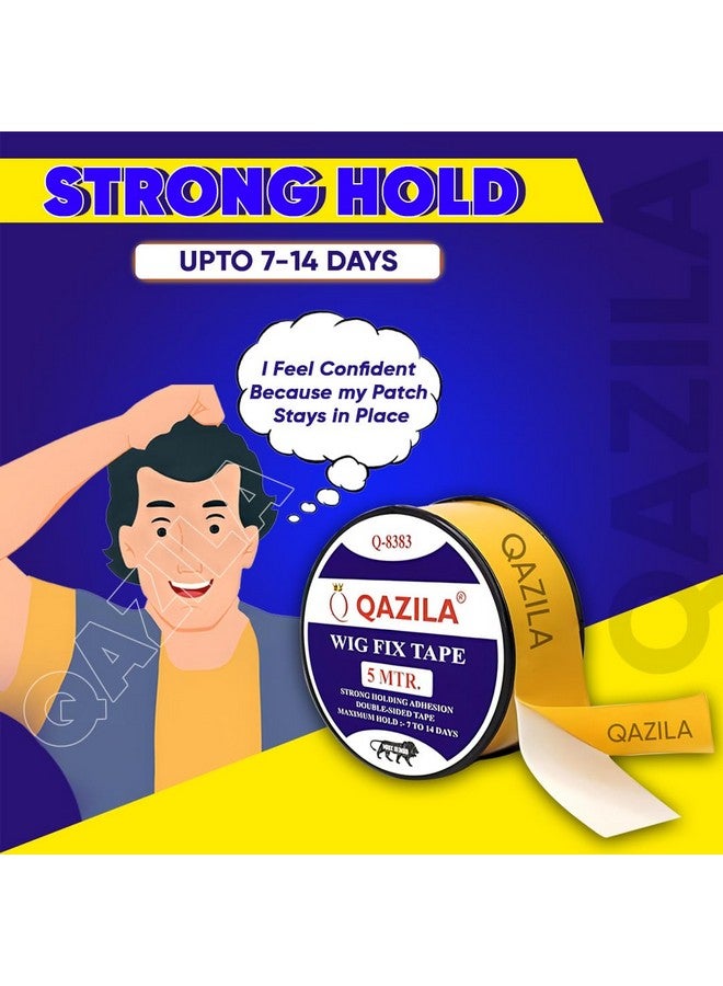 Qazila Hair Patch Tape| Hair Wig Tape| Ultra Hold Tape| Double-Sided Hair Patch Tape| Cotton-Cloth Tape| Waterproof| Maximum Hold Upto 2 Weeks (Yellow, 1 Inch, 5 Metre) - Image 2