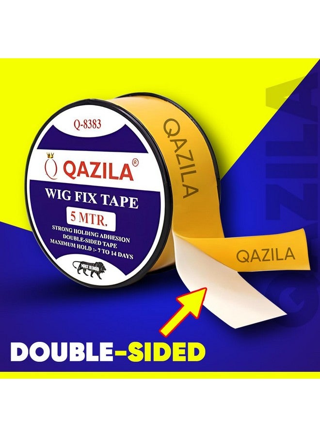 Qazila Hair Patch Tape| Hair Wig Tape| Ultra Hold Tape| Double-Sided Hair Patch Tape| Cotton-Cloth Tape| Waterproof| Maximum Hold Upto 2 Weeks (Yellow, 1 Inch, 5 Metre) - Image 5