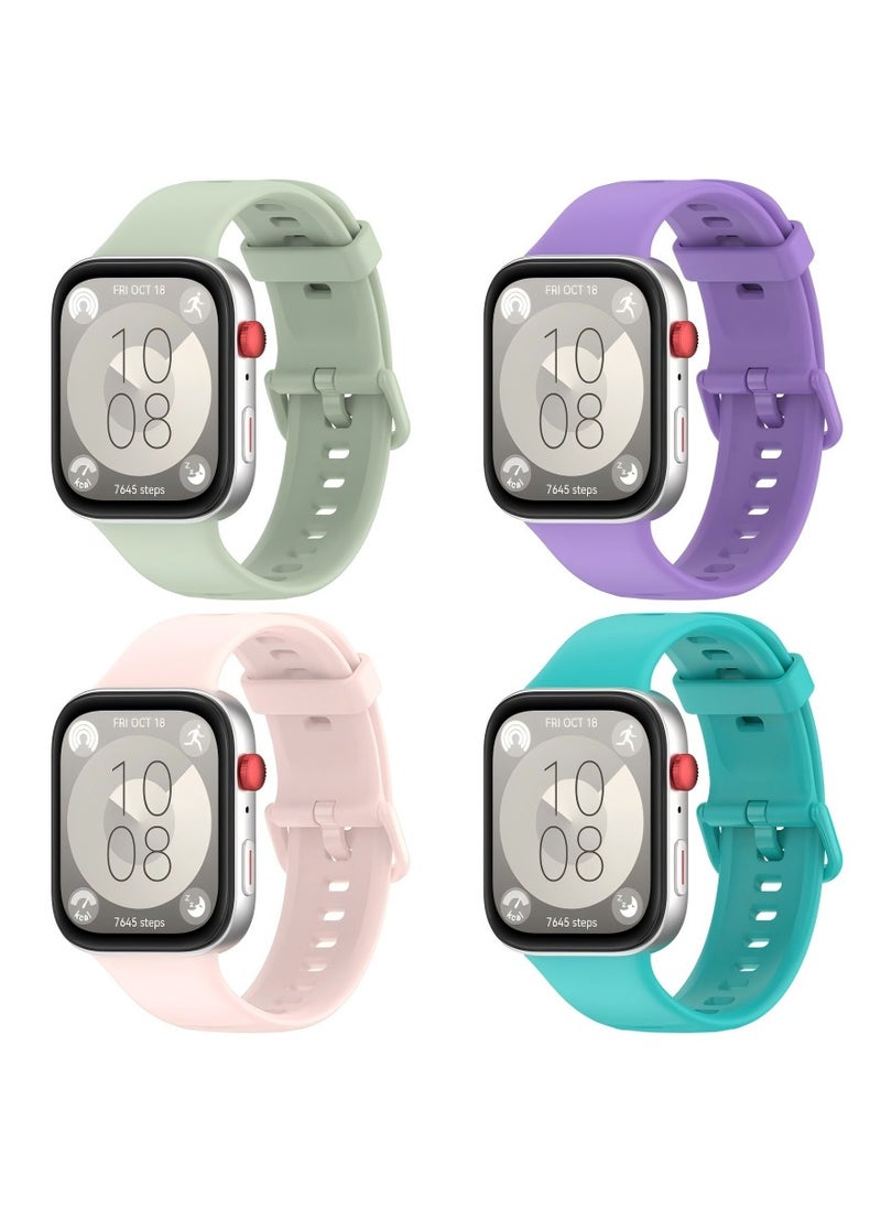HW 4 PCS Strap for HUAWEI Watch Fit 3, Silicone Watchband Replacement Bracelet  - Image 1