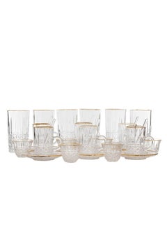 Alsaif Gallery 30 Pieces Glass Tea and Coffee Pill Serving Set  - Image 1