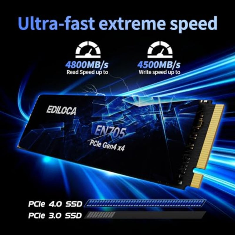 EN705 SSD PCIe Gen4, NVMe M.2 2280, 3D NAND TLC, Up to 4800MB/s, Internal Solid State Drive, Dynamic SLC Cache, Compatible with PS5Laptops and PC Desktops - Image 2