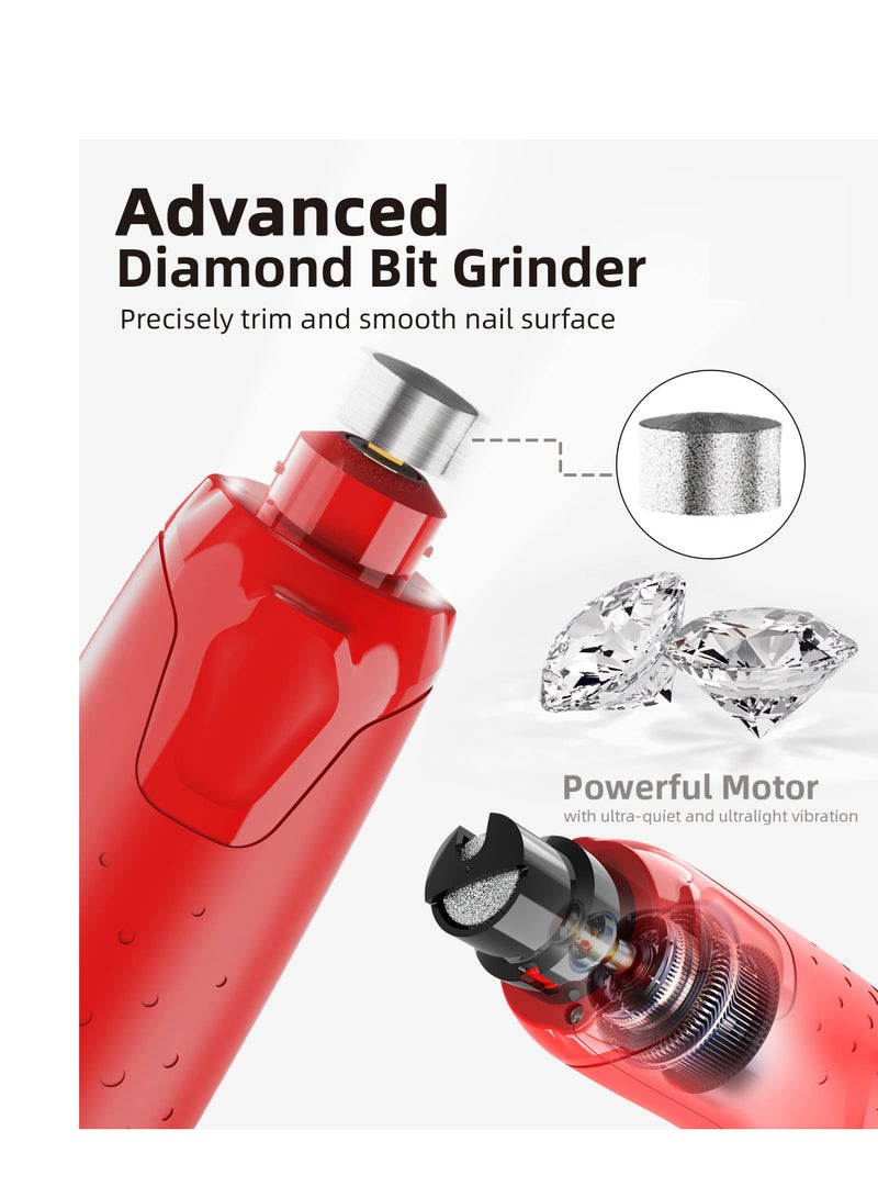 Excefore Dog Nail Grinder Quiet, Professional 3 Ports Rechargeable Electric Dog Nail Trimmer with Dust Cap, 6-Speed Pet Nail Grinder with 2 LED Lights for Large Medium Small Dogs and Cats, Red - Image 5
