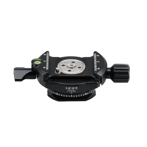 HEIPI Panoramic Panning Base, 360-Degree Tripod Base ARCA-Type Aluminum Alloy Camera Base Plate with Bubble Level for Tripod Monopod DSLR Cameras, Load Capacity 22 LBS - Image 1