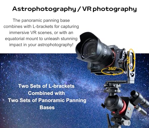 HEIPI Panoramic Panning Base, 360-Degree Tripod Base ARCA-Type Aluminum Alloy Camera Base Plate with Bubble Level for Tripod Monopod DSLR Cameras, Load Capacity 22 LBS - Image 2
