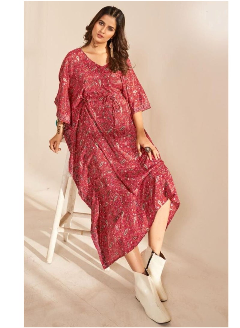 Generic KAFTAN LINEN FLORAL PATTERN 