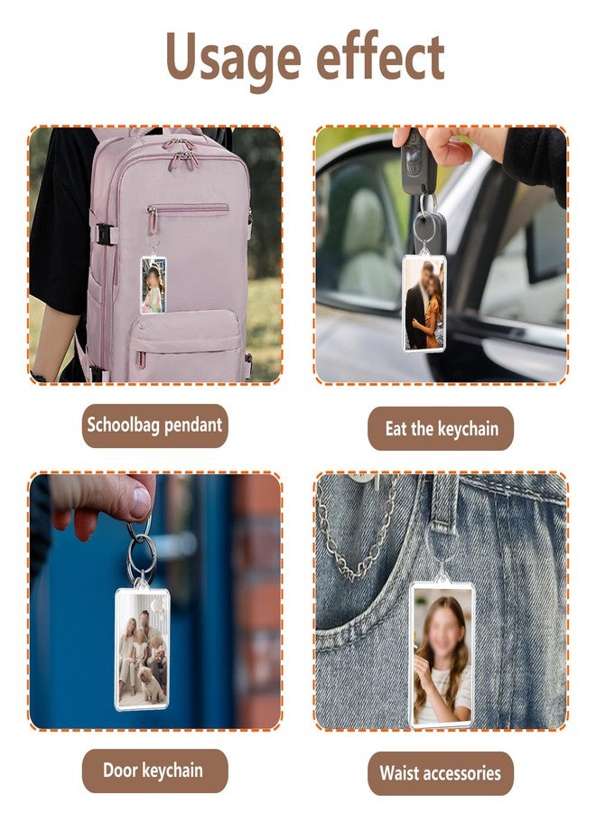 Lckaey photo keychain frame key chain pendant photo souvenir decorative buckle creative DIY gift key chain 5-pack Z002-small - Image 4